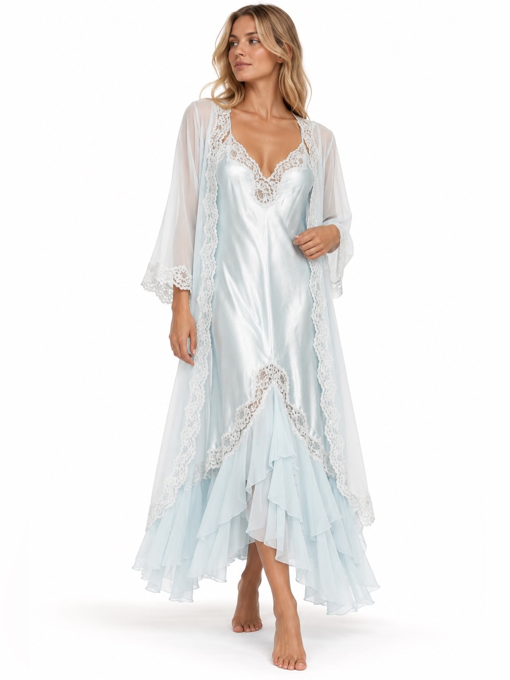Vintage robe slip lingerie peignoir set